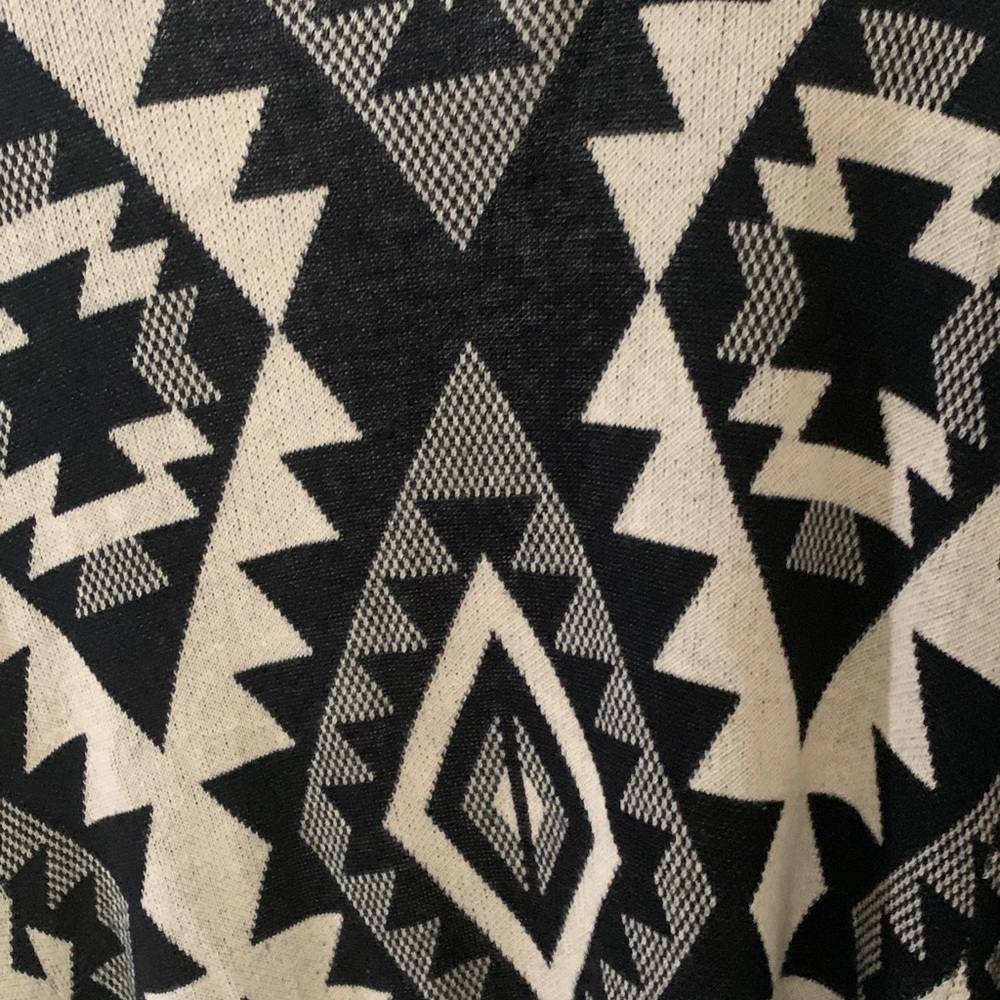 Black boho aztec Audrey 3+1 designer sweater cardigan long fringe MOM1 cream - Picture 2 of 8